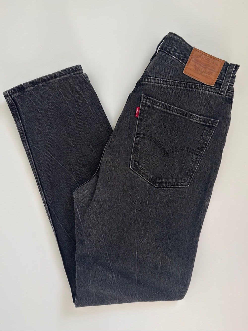 LEVI’S PREMIUM 70s HIGH SLIM STRAIGHT JEANS BLACK CHARCOAL WASH SIZE 27